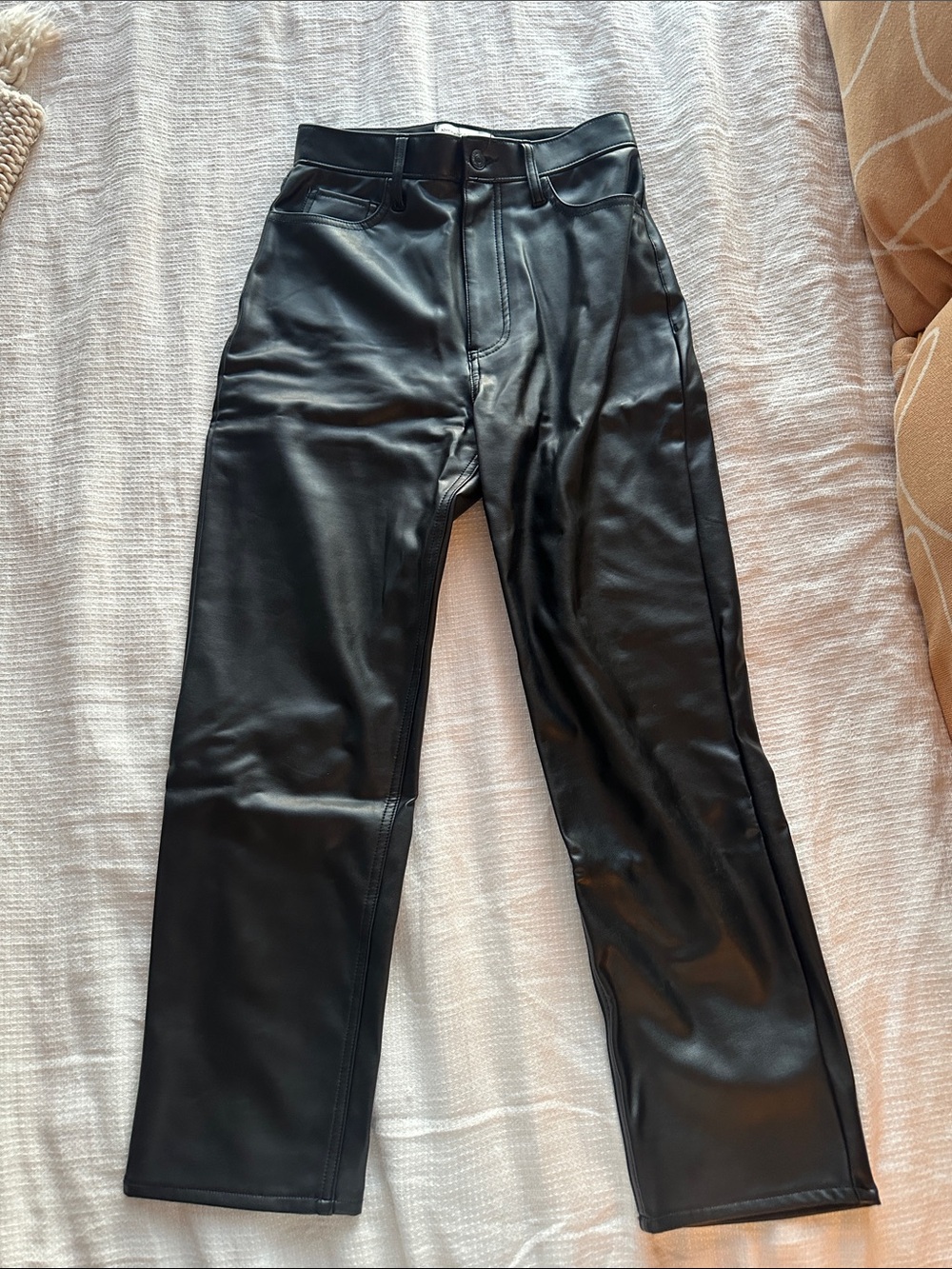 Abercrombie & Fitch Black Faux Leather Cropped Pants